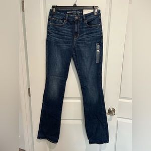 Dark Wash AE Next Level Stretch Curvy Skinny Kick Jeans 8 Extra Long